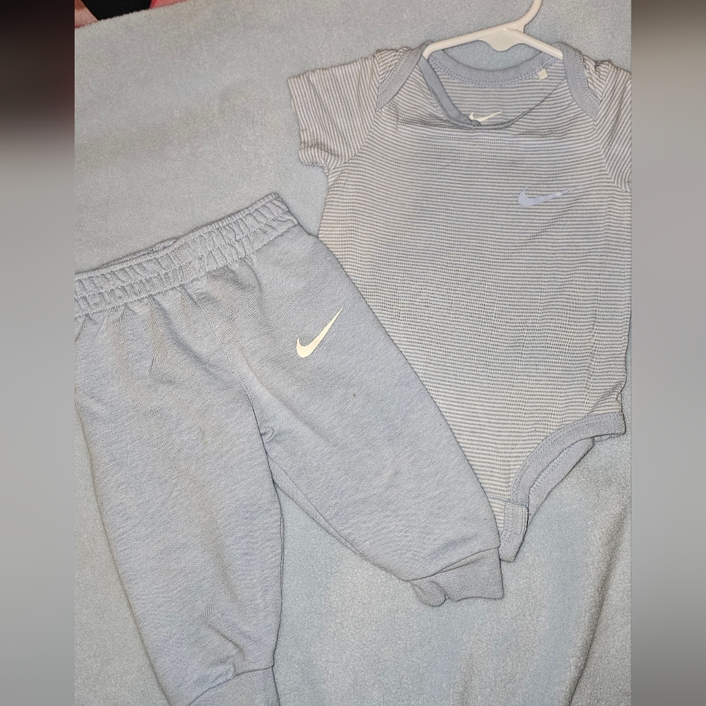 Nike Infant Light Blue Striped Bodysuit Set